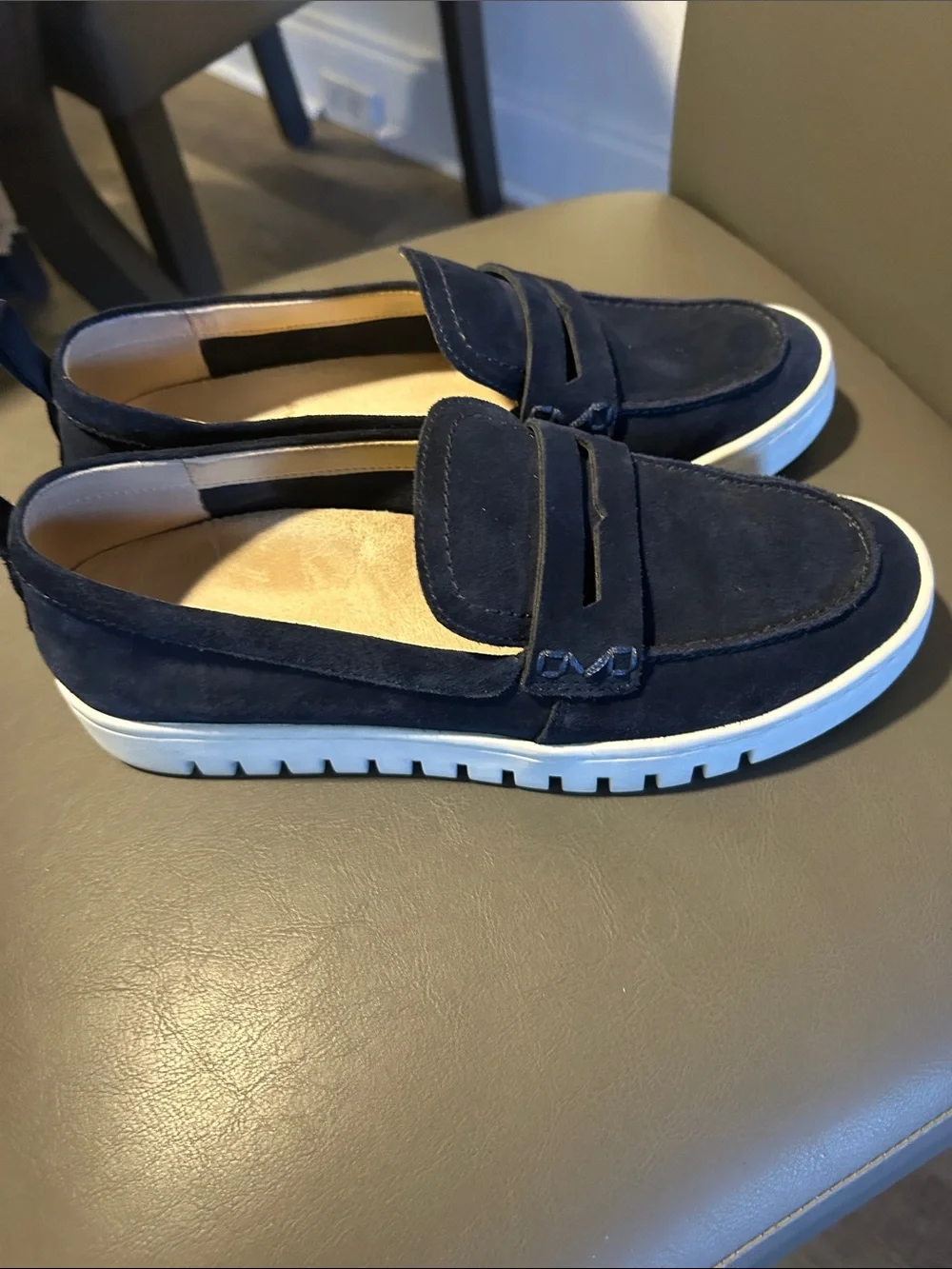 Vionic uptown Navy Suede Slip-On Loafers for Men - Casual Penny Moccasin